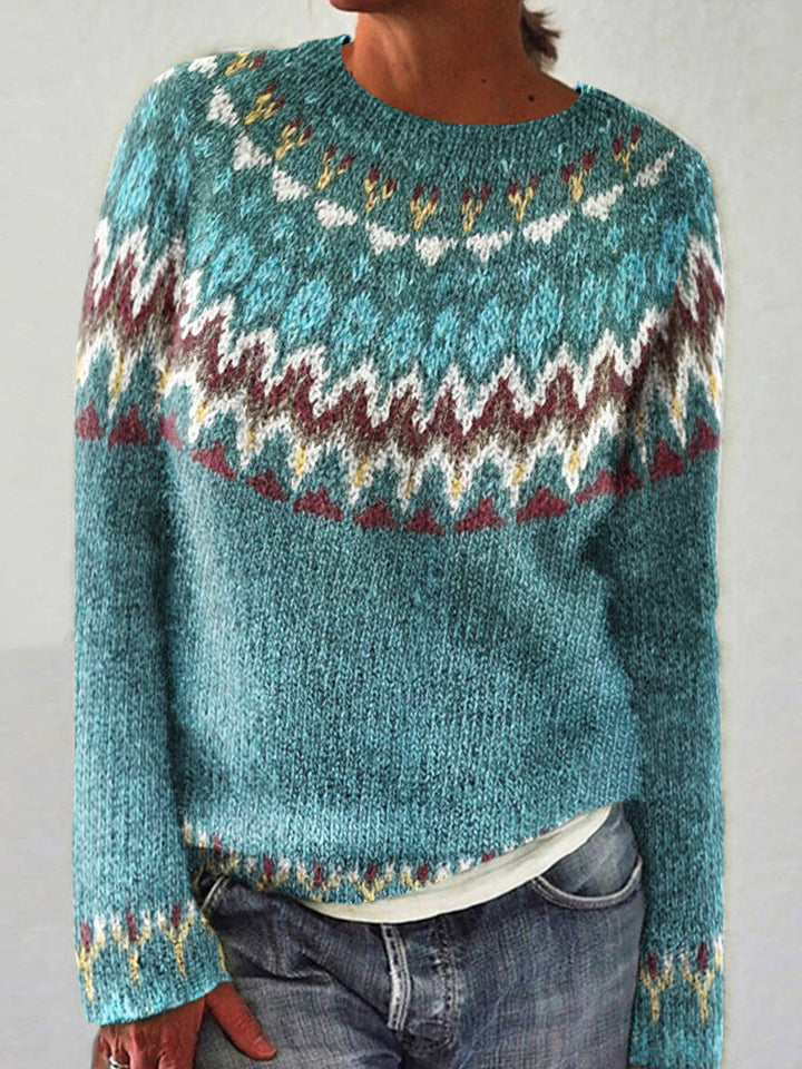 Fair Isle Crew-Neck Jumper with Geometric Pattern