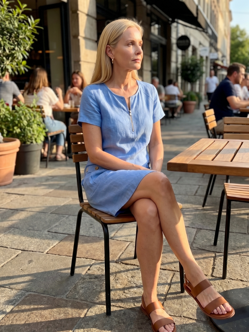 Zulimar | Zip Neck Pocket Detail Knee Length Dress