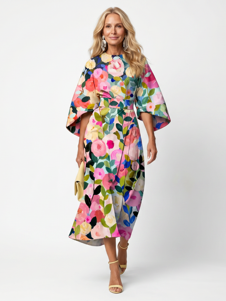 Glade | Wide Sleeve Floral Midi Dress