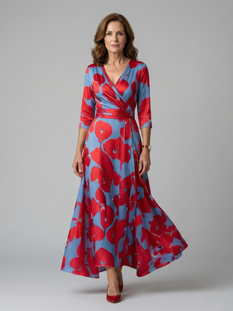 Celine Cross Wrap Neck Midi Dress