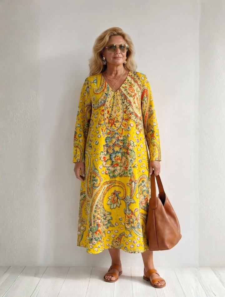 Rowan | Soft Paisley Midi Dress