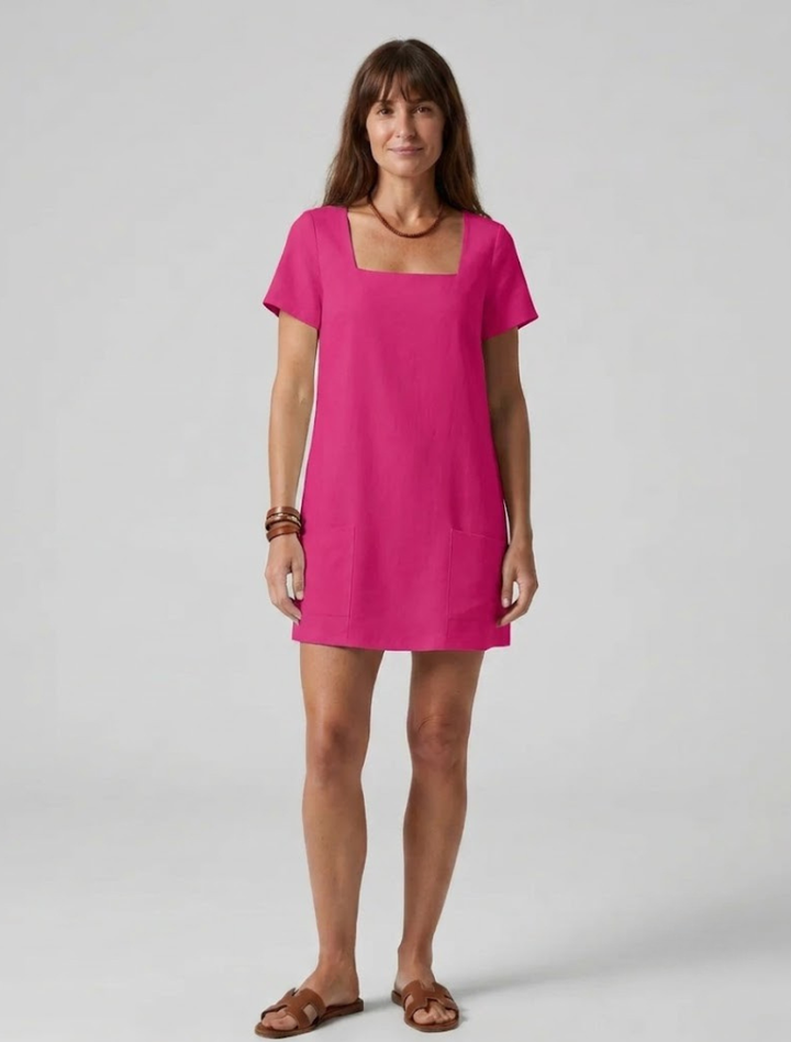 Women’s Mini Dress with Square Neckline and Wide Straps