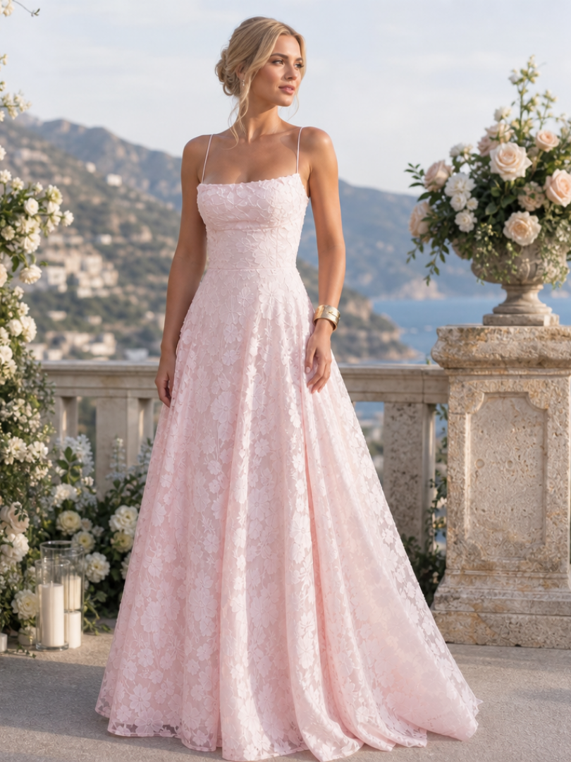Valenne Spaghetti Strap Full Lace Maxi Dress