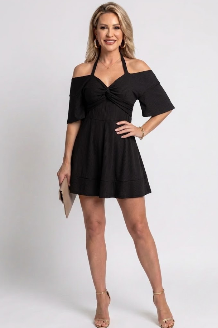 Isley | Women’s Twist-Front Ruched Mini Dress with Flutter Sleeves