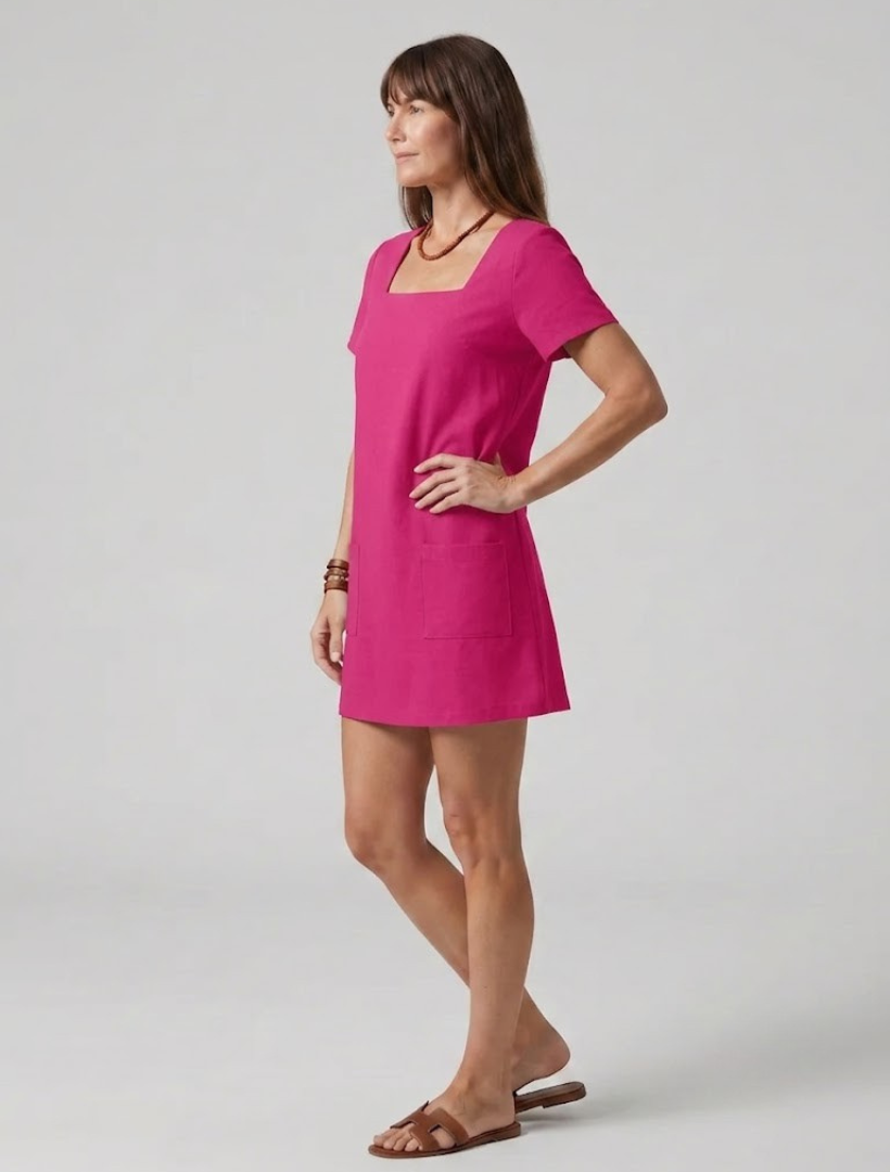 Women’s Mini Dress with Square Neckline and Wide Straps