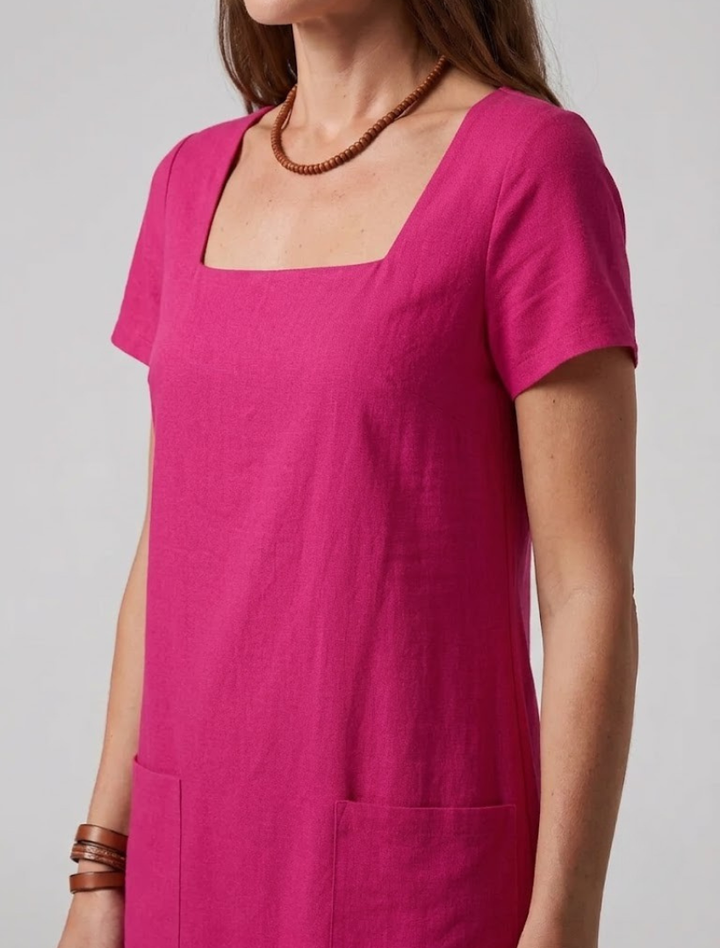 Women’s Mini Dress with Square Neckline and Wide Straps