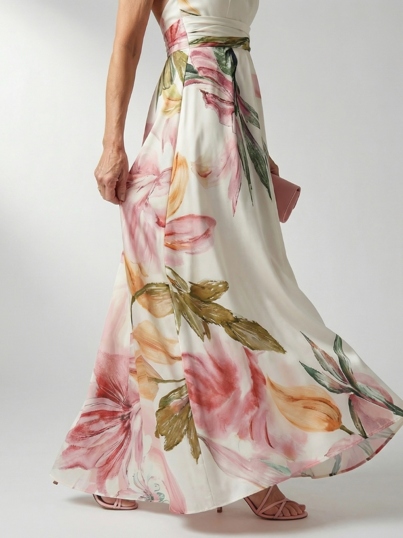 Amiel Light Floral Maxi Dress Skirt Detail