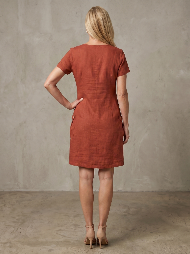 Zulimar | Zip Neck Pocket Detail Knee Length Dress