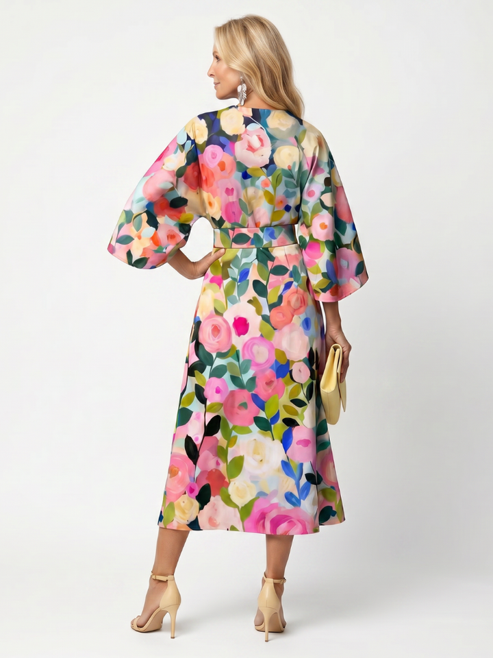 Glade | Wide Sleeve Floral Midi Dress