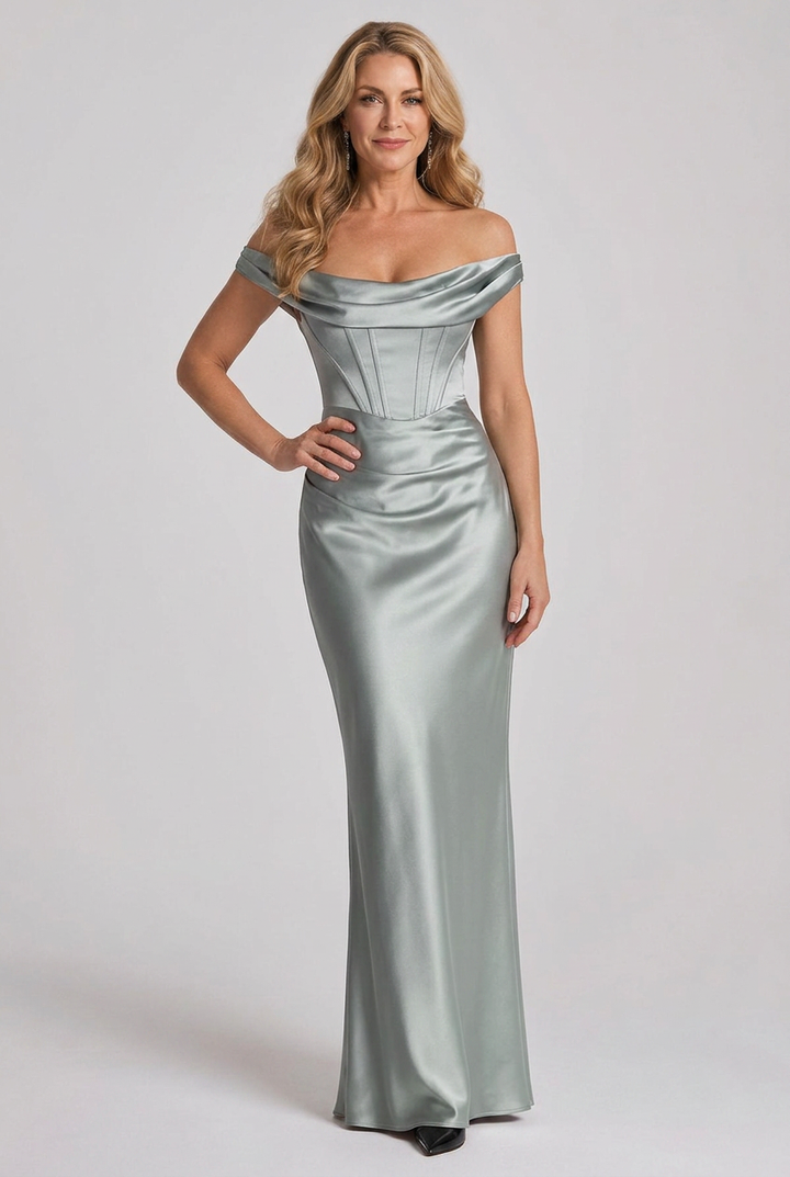 Aureline | One Shoulder Draped Neckline Maxi Dress