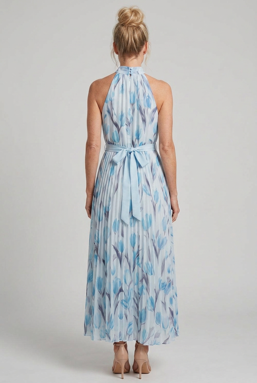 Aurelle | Halter Neck Floral Midi Dress