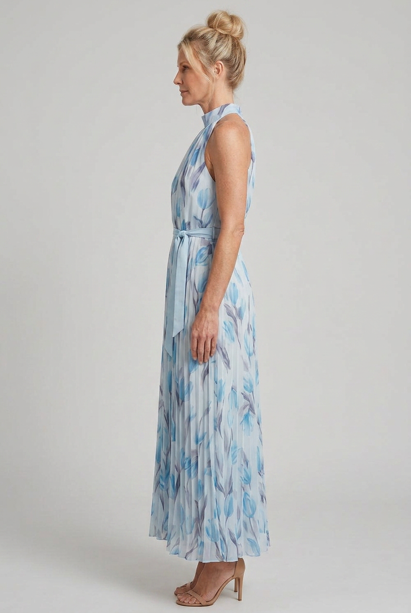 Aurelle | Halter Neck Floral Midi Dress