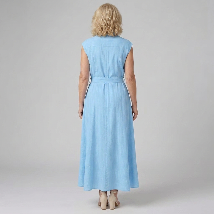 Eiran | Sleeveless Button-Front High-Low Shirt Dress with Belt