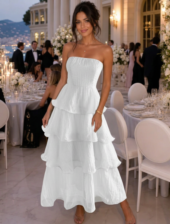 Gemma | Smocked Strapless Bodice Tiered Maxi Dress
