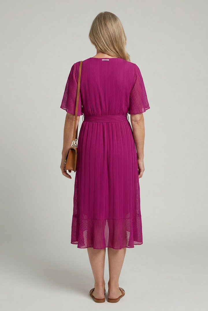 Keziah | Short Sleeve Wrap Soft Flowing Hem Midi Dress