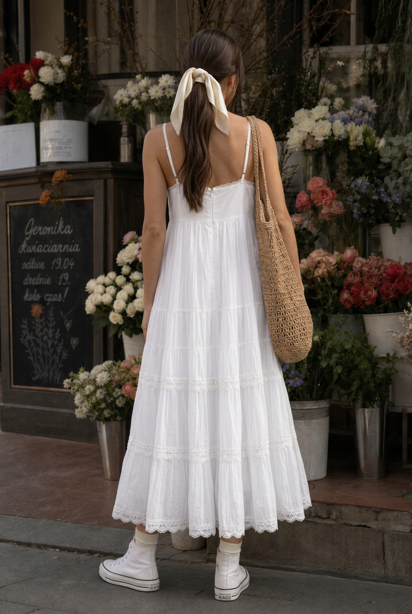 Lorelei | Spaghetti Strap Tiered Lace Layers Midi Dress