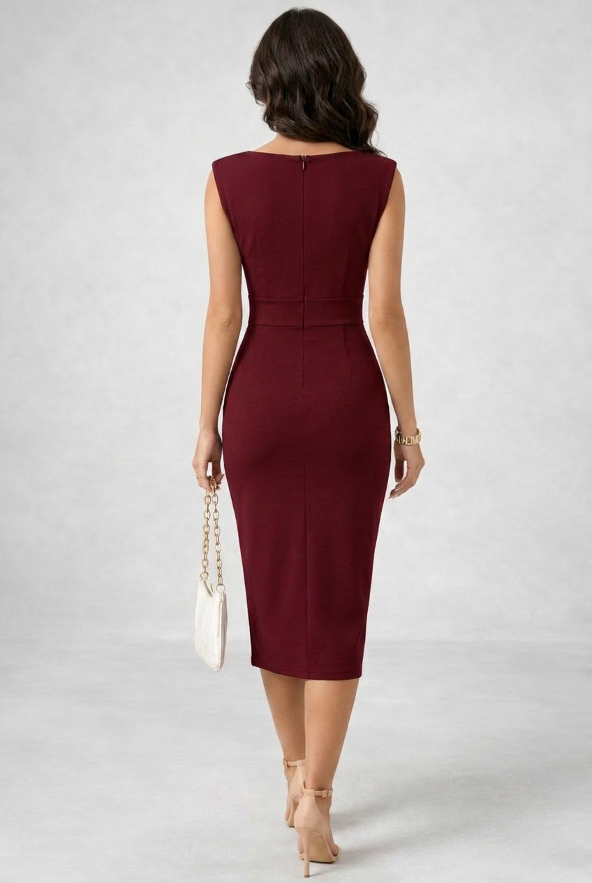 Naomi | Elegant Cowl Neck Midi Dress