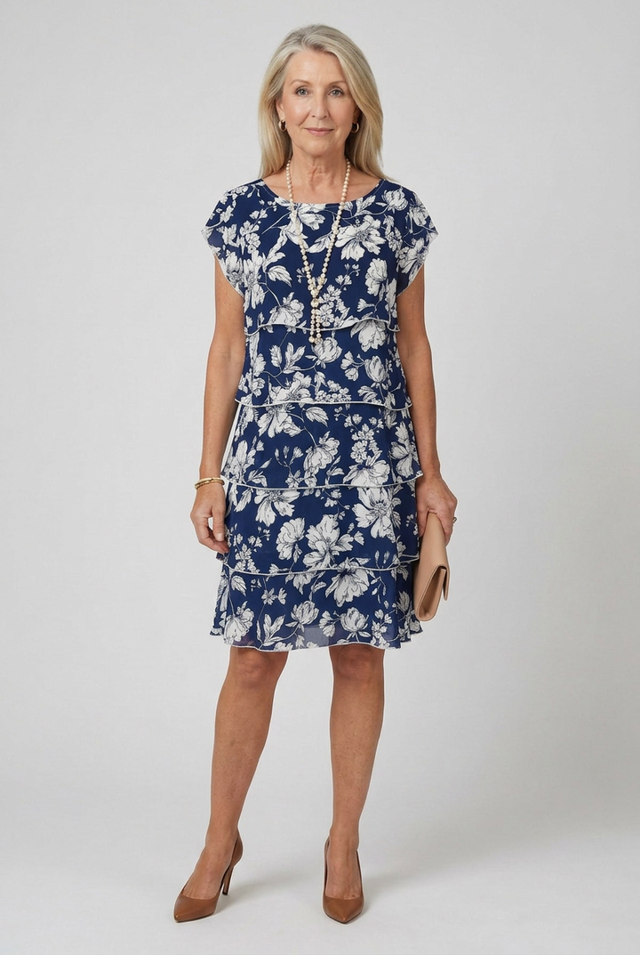 Nina | Dusted Tier Knee Length Dress
