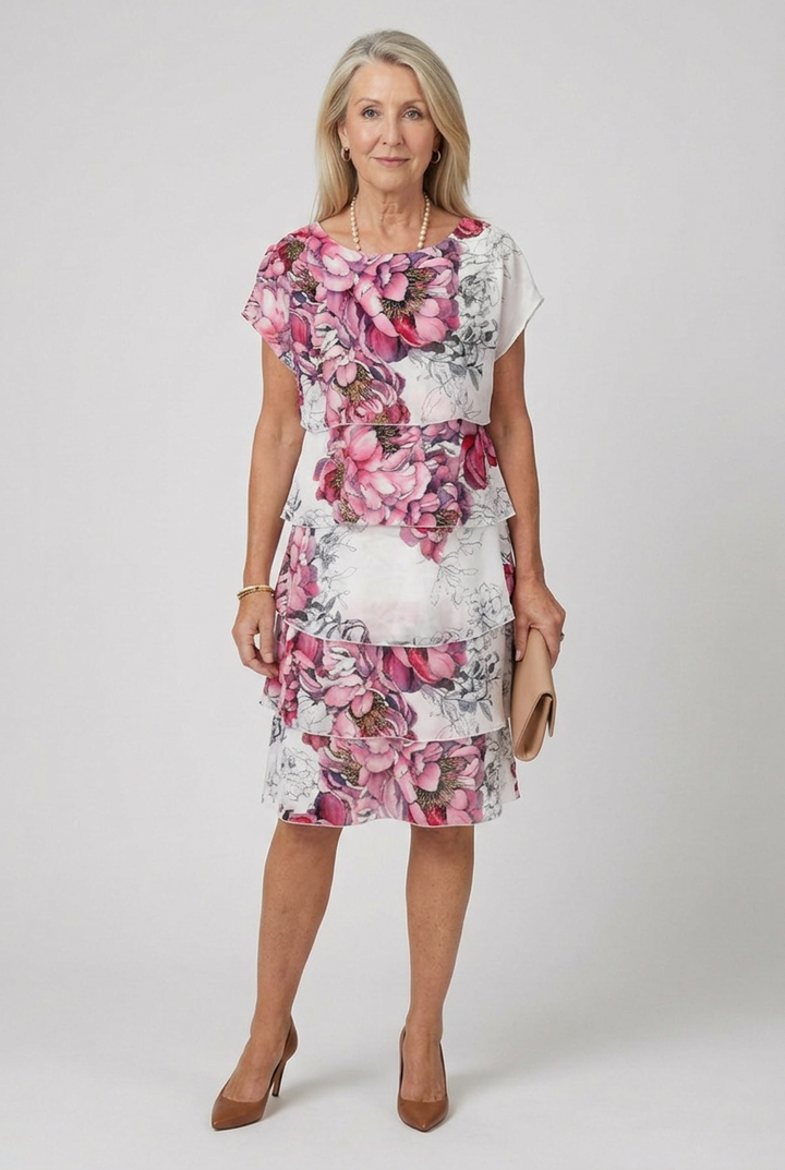 Nina | Dusted Tier Knee Length Dress