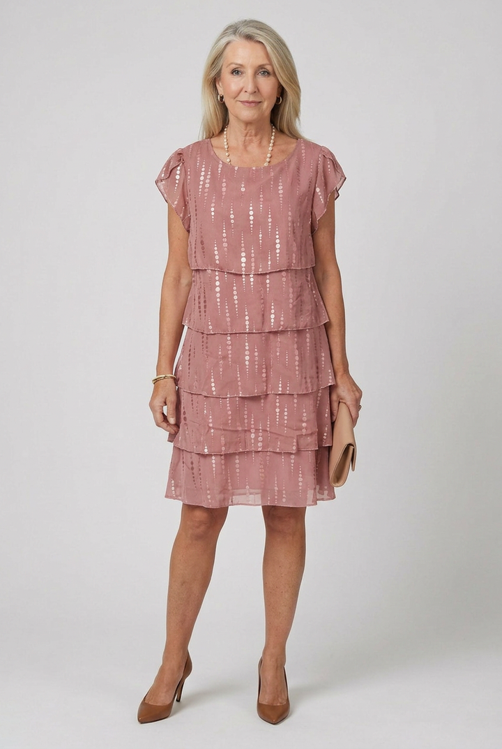 Nina | Dusted Tier Knee Length Dress