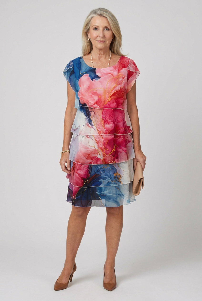 Nina | Dusted Tier Knee Length Dress