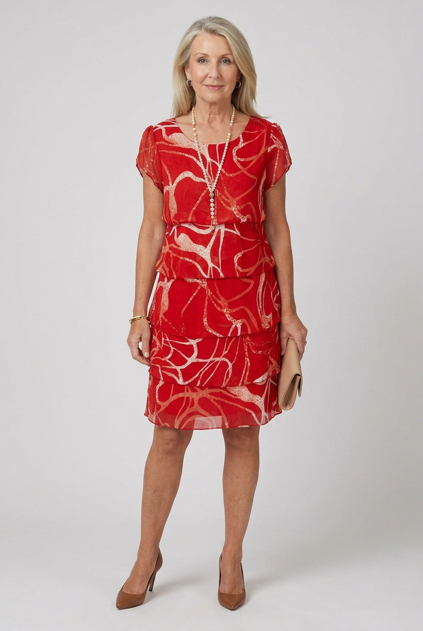 Nina | Dusted Tier Knee Length Dress