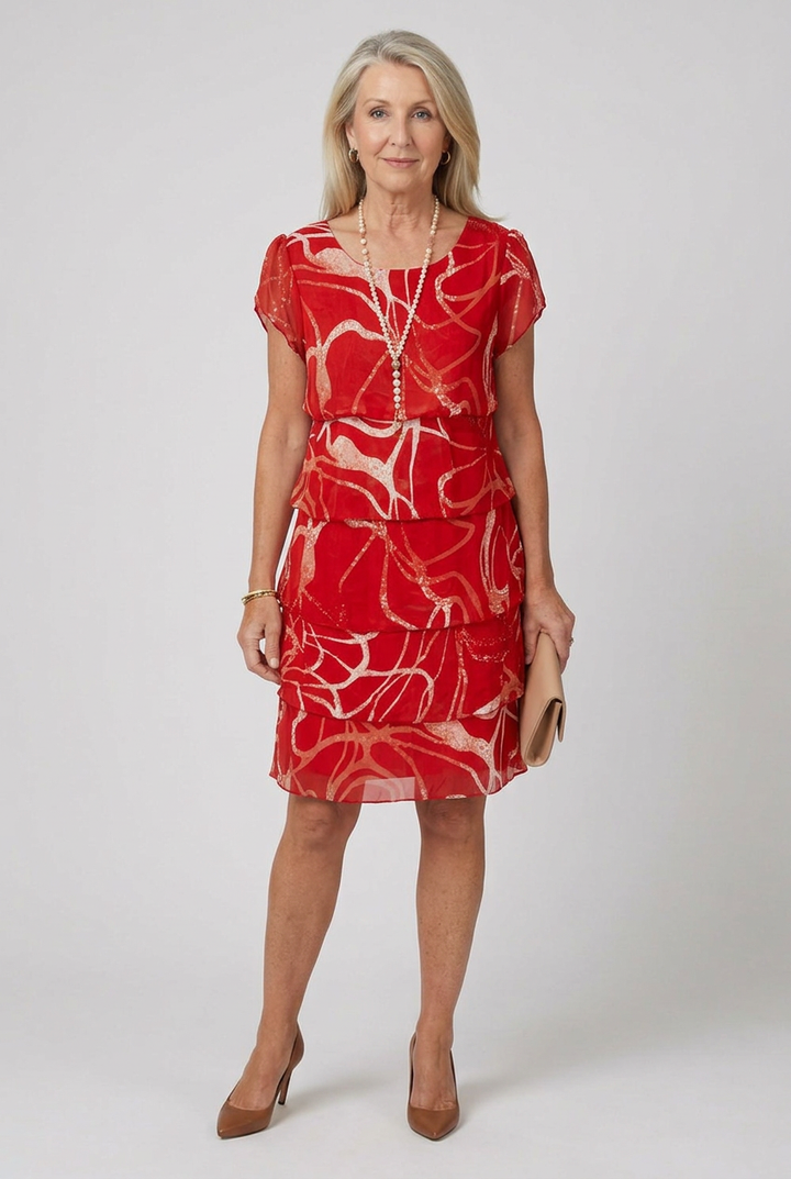 Nina | Dusted Tier Knee Length Dress