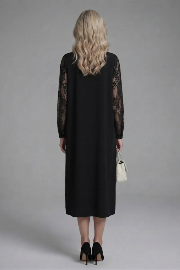 Paloma | Lace Sleeve Peplum Fitted Midi Dress