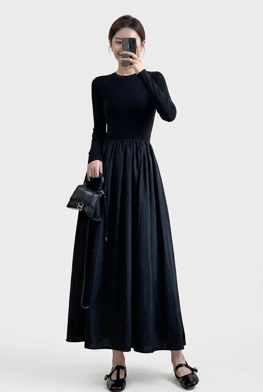 Selene | High Neck Knit Top and Textured Midi Skirt Set