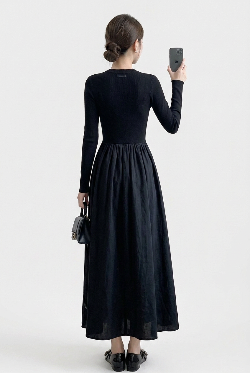 Selene | High Neck Knit Top and Textured Midi Skirt Set