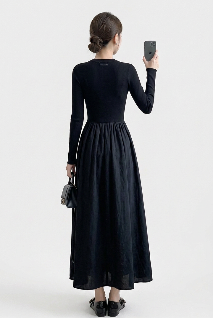 Selene | High Neck Knit Top and Textured Midi Skirt Set