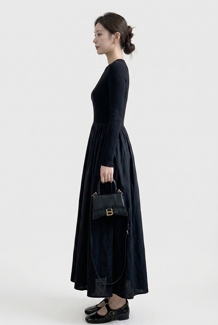 Selene | High Neck Knit Top and Textured Midi Skirt Set