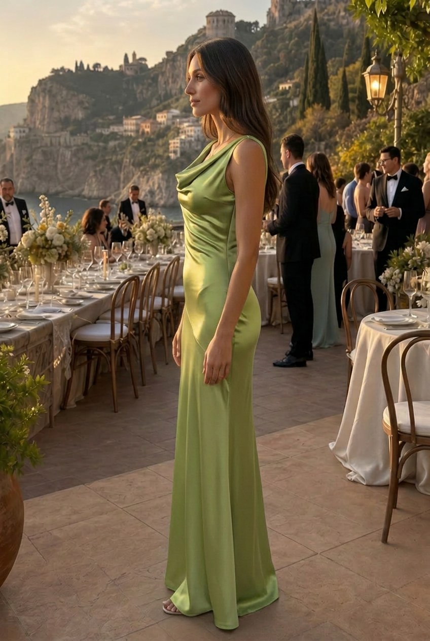 Sigler | Sleeveless Cowl Neck Fitted Maxi Dress