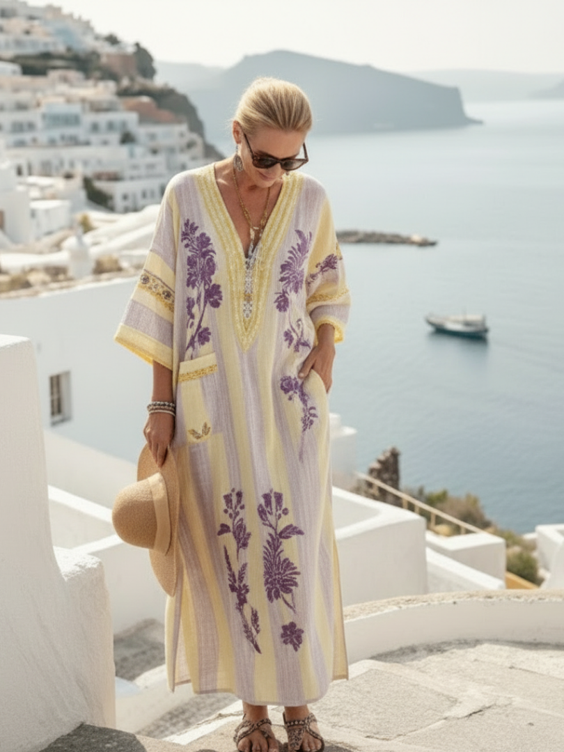 Aurelia Maxi Dress V Neck and Pocket Detail