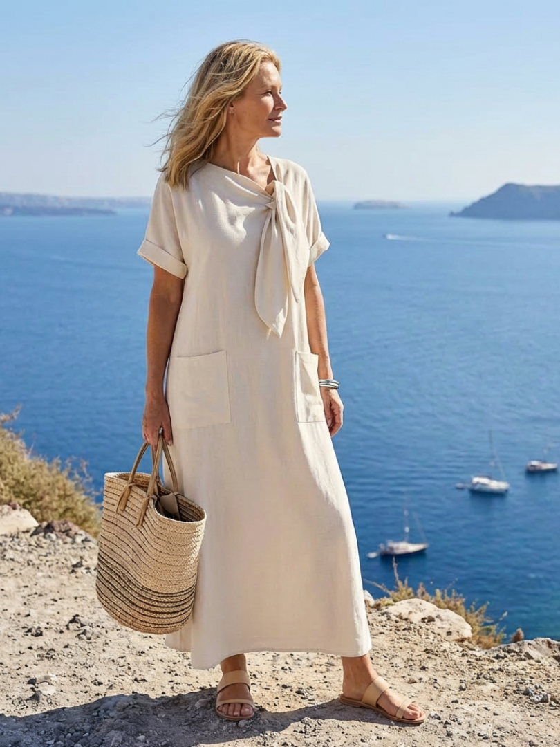 Elowyn Maxi Dress Pocket and Neckline Detail