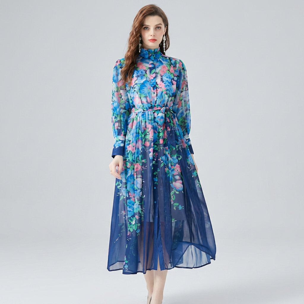 Cressida | Floral Sheer Long Sleeve Maxi Dress