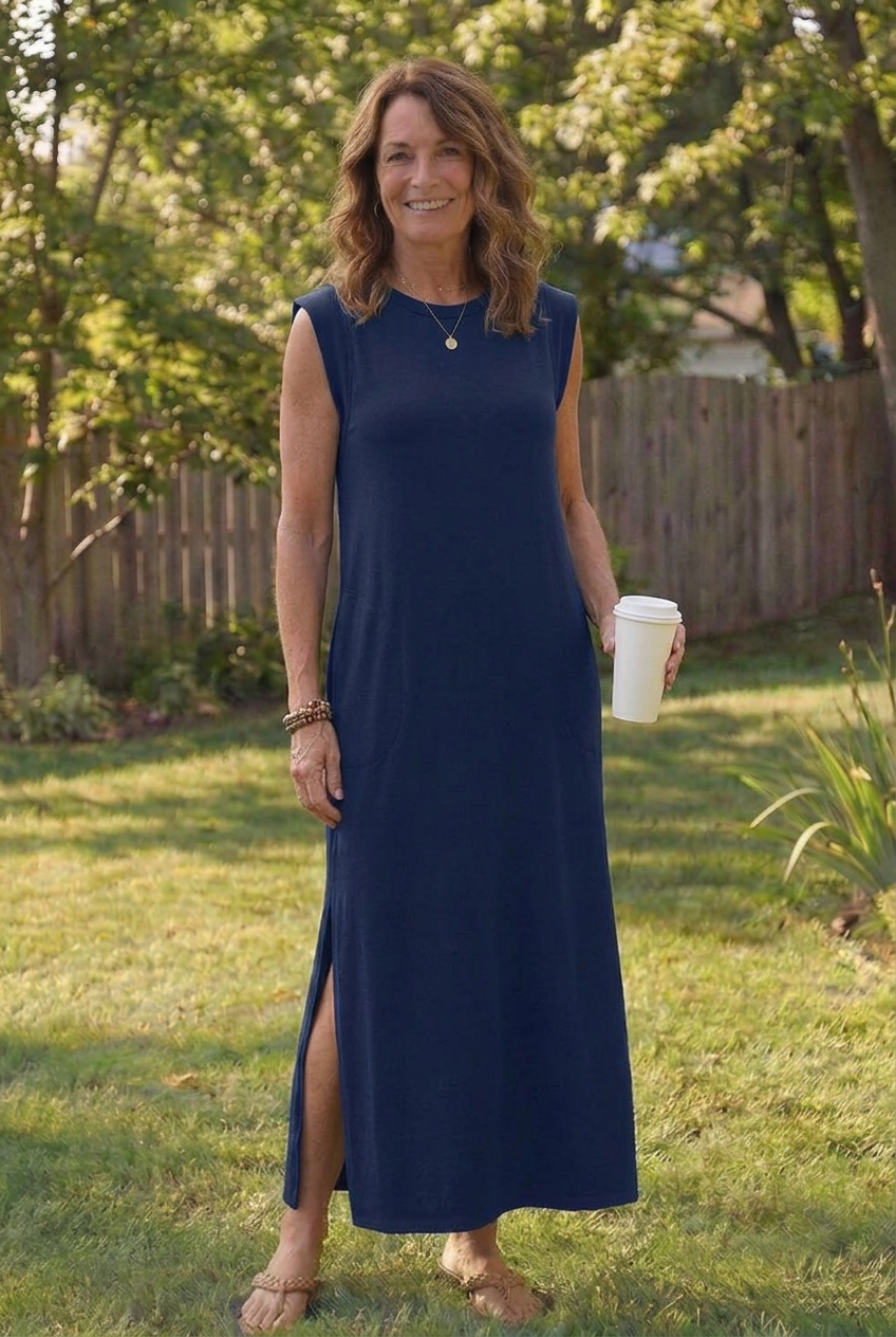 Zorina | Sleeveless Pocket Side Slit Midi Dress