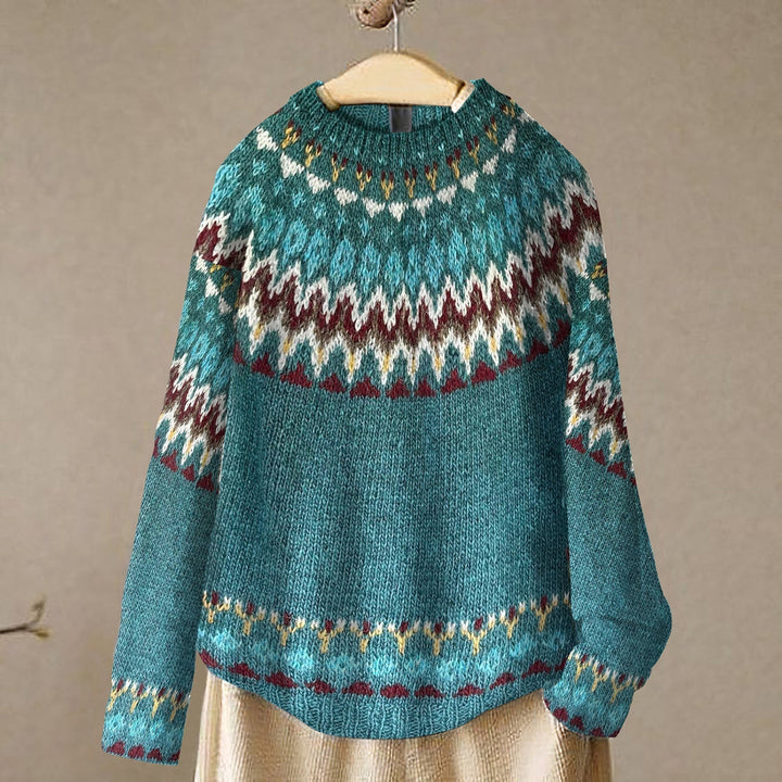 Fair Isle Crew-Neck Jumper with Geometric Pattern