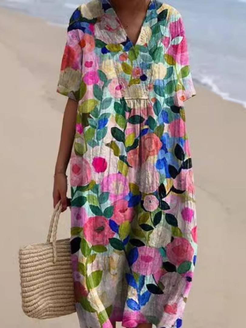 Margaret Short Sleeve Floral Midi Dress
