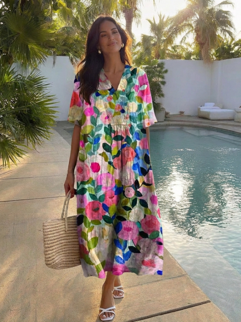 Margaret Floral Midi Dress Full Length Detail